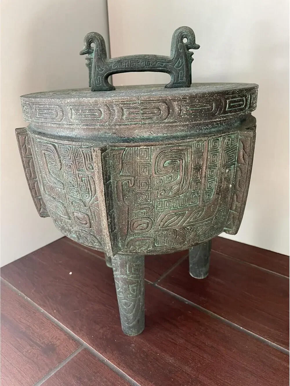 Vintage Mid-Century James Mont Style, Ice Bucket, Metal Art, Asian Decor, Taiwan